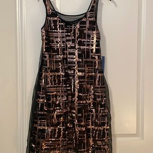 Vera Wang Black and Copper Gold Sequin Dress